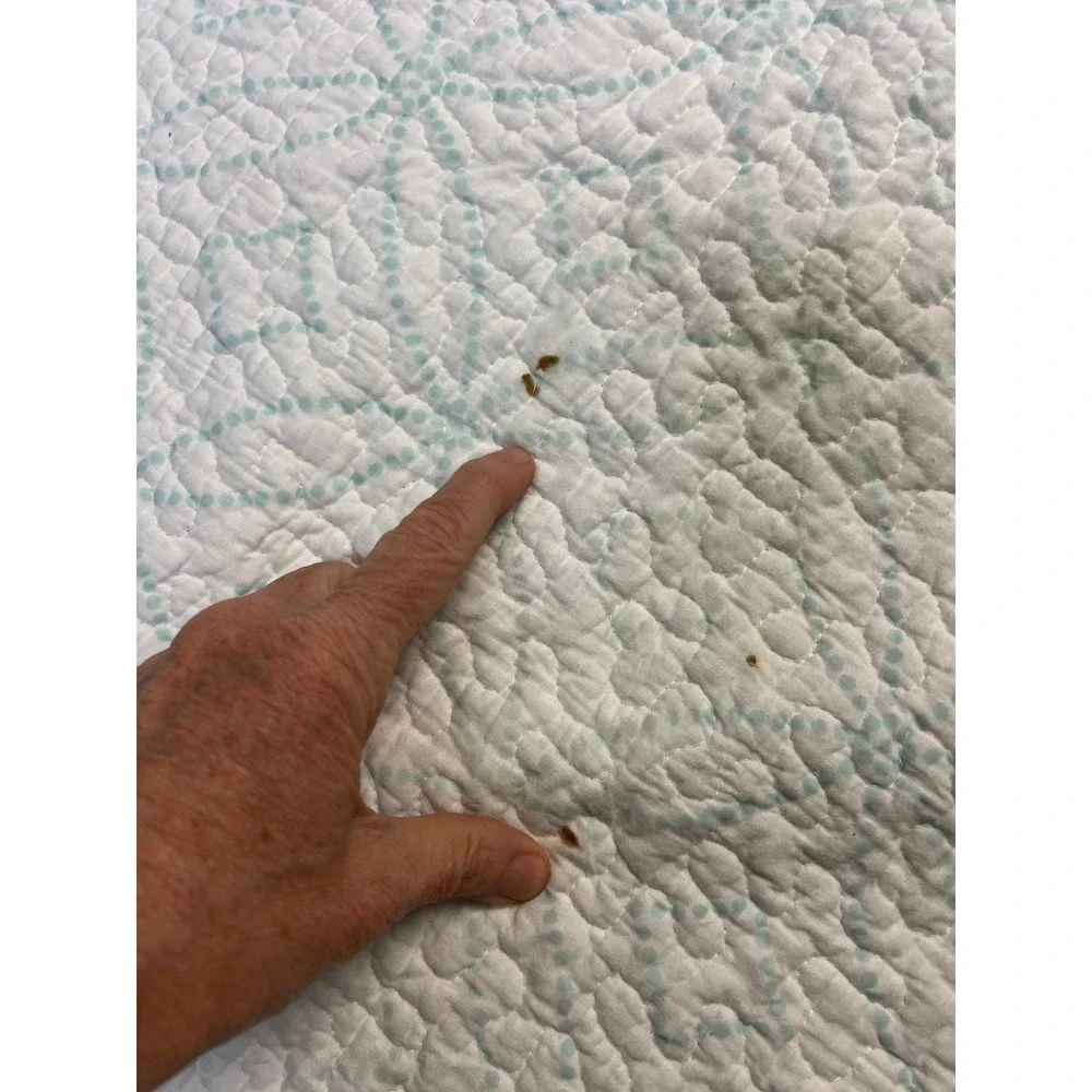 Nicole Miller Quilt Set King Coastal Seashell Coral Starfish White Teal Orange